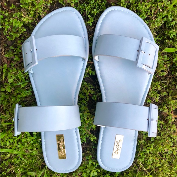 Light Blue Vegan Leather Sandals - Picture 5 of 5